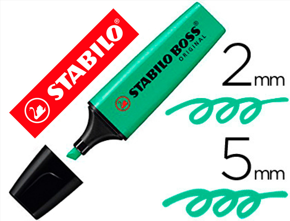 SURLIGNEUR STABILO BOSS TRAC 2/5MM POINTE BISEAUTE ENCRE UNIVERSELLE BASE EAU RSISTANTE LUMIRE COLORIS TURQUOISE