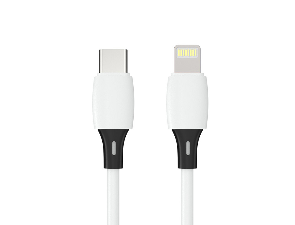CABLE Q-CONNECT USB-C VERS TYPE L APPLE PVC LONGUEUR 2M  COLORIS BLANC