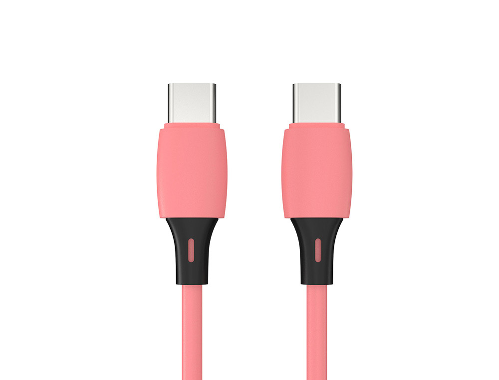 CABLE Q-CONNECT USB-C VERS USB-C PVC LONGUEUR 1M COLORIS ROSE