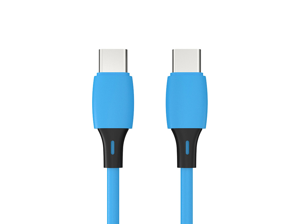 CABLE Q-CONNECT USB-C VERS USB-C PVC LONGUEUR 2M COLORIS BLEU