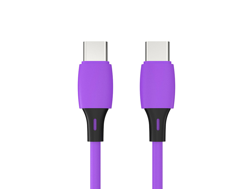 CABLE Q-CONNECT USB-C VERS USB-C PVC LONGUEUR 1M COLORIS VIOLET