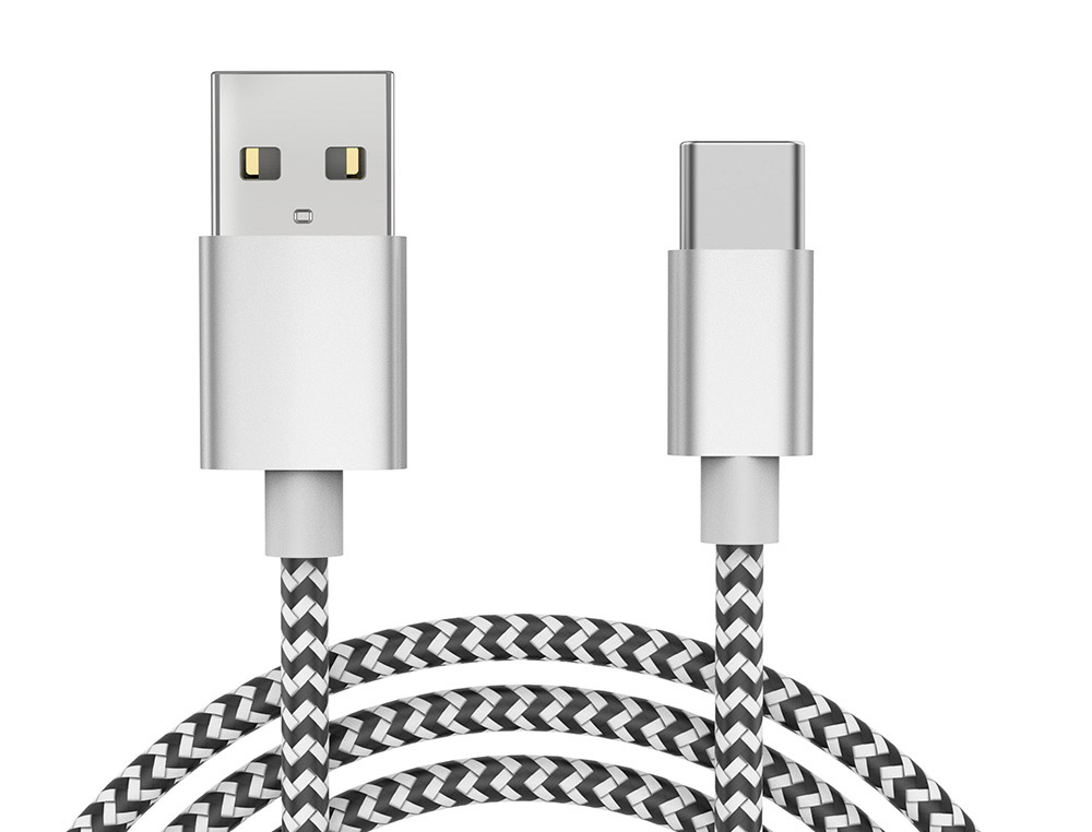 CABLE Q-CONNECT USB-C VERS USB-A NYLON LONGUEUR 1M       COLORIS BLANC