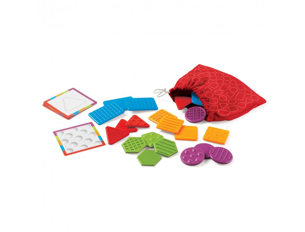JEUX DE RECONNAISSANCE TACTILE LEARNING RESOURCES    JEU DE FORME TACTILES 20      PIECES PLASTIQUES  SAC DE JEU
