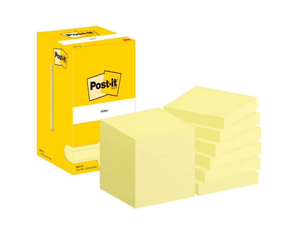 BLOC-NOTES POST-IT 654 76X76MM 100F/BLOC REPOSITIONNABLES COLORIS JAUNE    7100290160