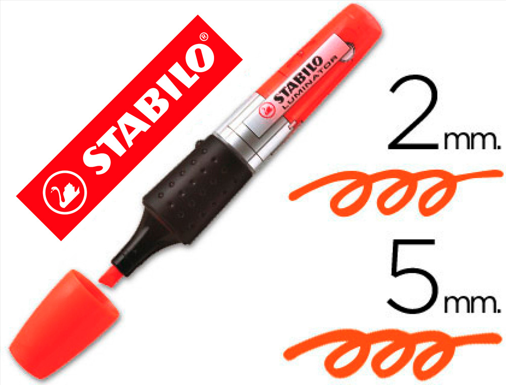 SURLIGNEUR STABILO LUMINATOR DESIGN FUTURISTE FORME FUSELE CORPS TRANSPARENT LONGUE DURE COULEUR ORANGE