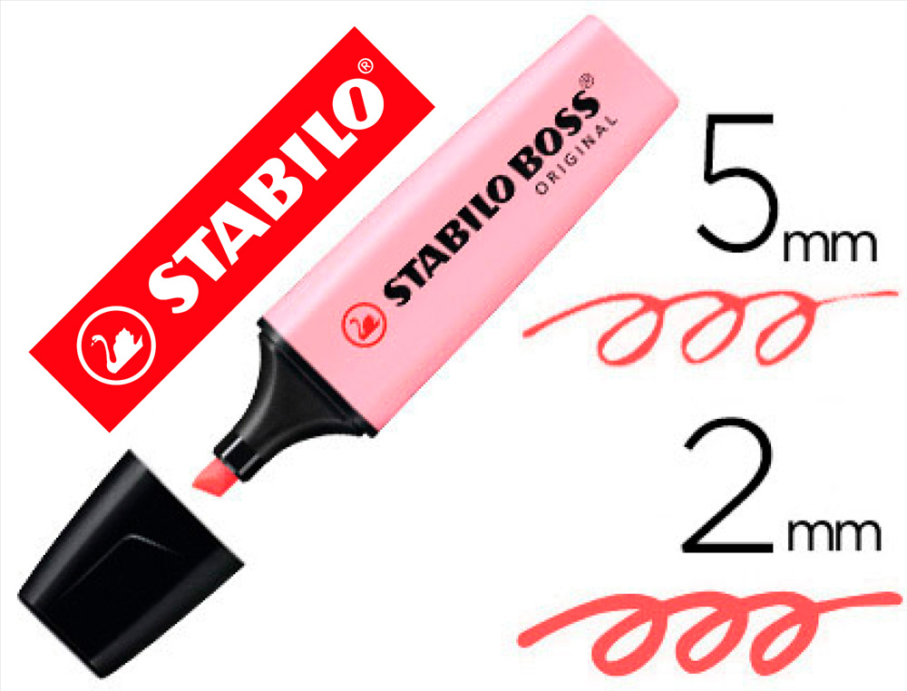 SURLIGNEUR STABILO BOSS PASTEL TRAC 2/5MM POINTE BISEAUTE ENCRE UNIVERSELLE BASE EAU RSISTANTE LUMIRE SOUPON ROSE