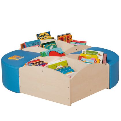 lot lecture bouleau Mobinathan avec poufs bleus - Offre spciale