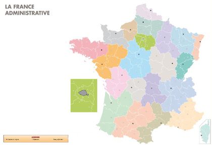 Carte de France administrative 80 x 120 cm
