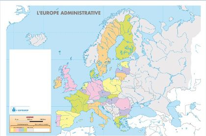 Carte d'Europe administrative 80 x 120 cm